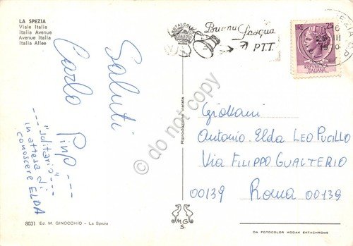 Cartolina La Spezia Viale Italia timbro Buona Pasqua 1970 | Immagine Gallery 2