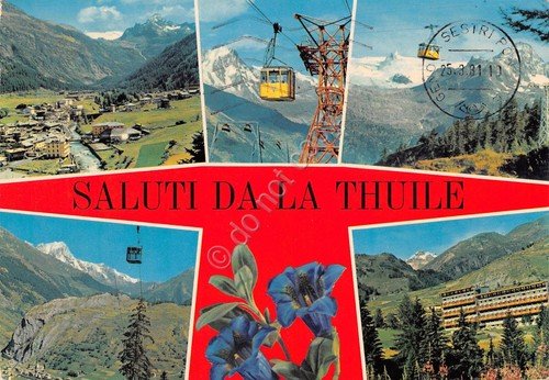 Cartolina La Thuile 6 vedute panorama funivia (Aosta) | Immagine principale