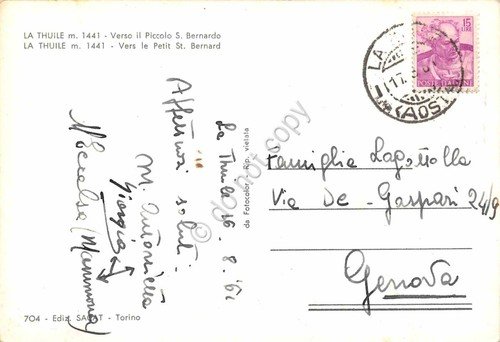 Cartolina La Thuile panorama paese verso Piccolo San Bernardo 1961 | Immagine Gallery 2