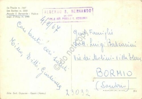 Cartolina La Thuile vedute 1967 timbro Albergo San Bernardo (Aosta) | Immagine Gallery 2