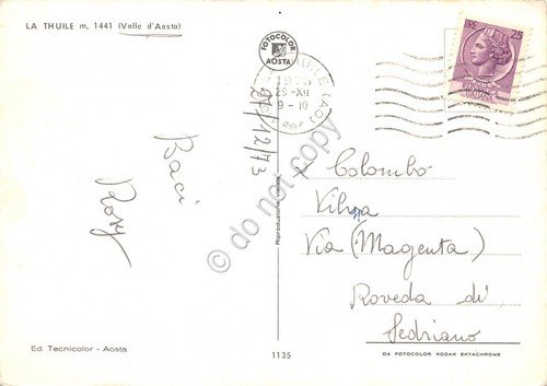 Cartolina La Thuile vedute sci sciatori skilift 1973 (Aosta) | Immagine Gallery 2