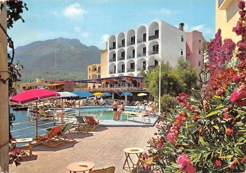 Cartolina Lacco Ameno Albergo Regina Isabella piscina 1963