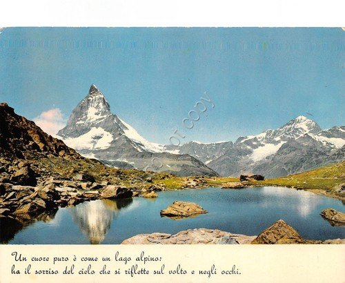 Cartolina Lago Alpino con frase