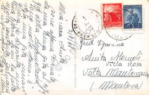 Cartolina Lago Boè verso le Tofane 1948 (Bolzano)