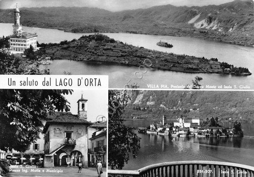 Cartolina Lago d' Orta vedute Villa Pia Isola S. Giulio … | Immagine principale