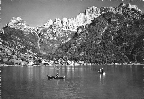 Cartolina Lago di Alleghe Monte Civetta barca pescatore Foto Ghedina … | Immagine principale