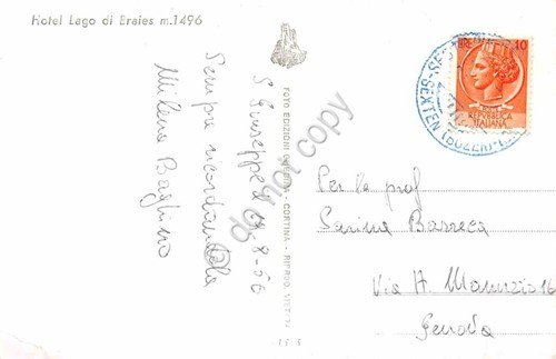 Cartolina Lago di Braies Hotel 1956 Ghedina | Immagine Gallery 2