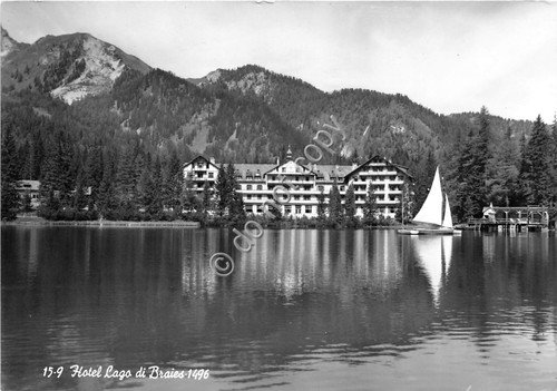 Cartolina Lago di Braies Hotel 1964 Foto Ghedina