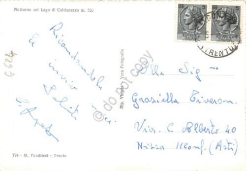 Cartolina Lago di Caldonazzo Notturno anni '50