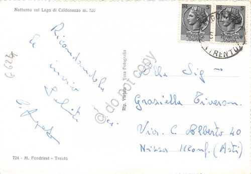 Cartolina Lago di Caldonazzo Notturno anni '50