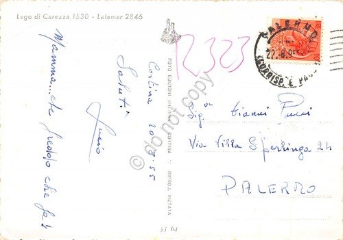Cartolina Lago di Carezza 1955 panorama grinza (Bolzano)