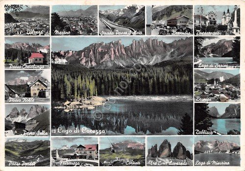 Cartolina Lago di Carezza Merano Dobbiaco varie vedute | Immagine principale