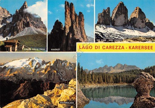 Cartolina Lago di Carezza vedute timbro al retro (Bolzano) | Immagine principale
