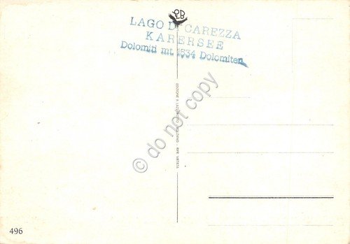 Cartolina Lago di Carezza vedute timbro al retro (Bolzano)