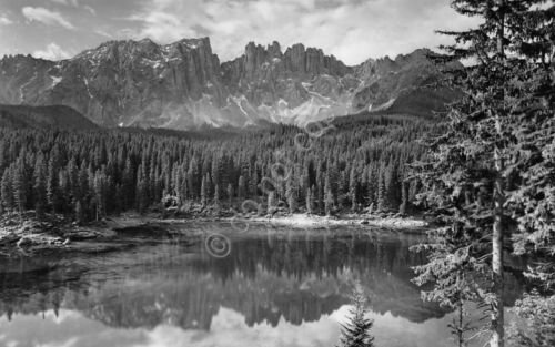 Cartolina Lago di Carezza verso Latemar Ed Ghedina