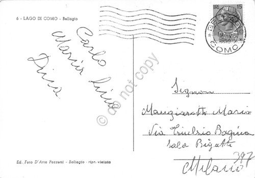 Cartolina Lago di Como Bellagio 1958 | Immagine Gallery 2