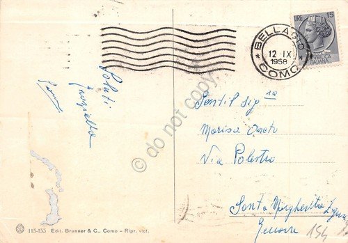 Cartolina Lago di Como Bellagio con Varenna panorama 1958 | Immagine Gallery 2