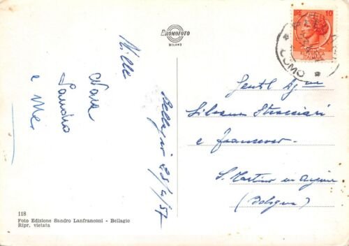 Cartolina Lago di Como Bellagio dal lago barca 1957