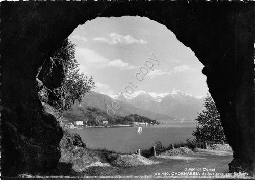 Cartolina Lago di Como Cadenabbia dalla strada per Bellagio 1953