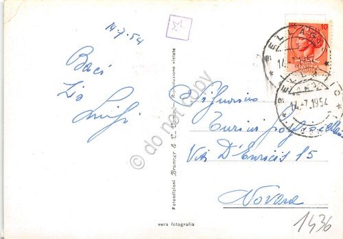 Cartolina Lago di Como Centro del lago auto d'epoca 1954