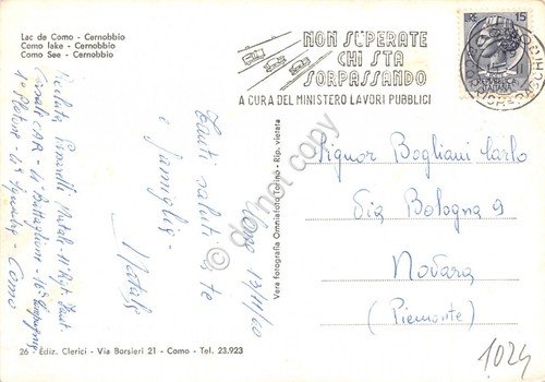 Cartolina Lago di Como Cernobbio timbro targhetta stradale 1960 | Immagine Gallery 2
