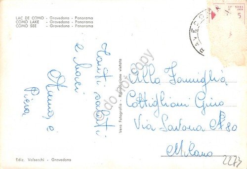 Cartolina Lago di Como Gravedona panorama anni '50 | Immagine Gallery 2