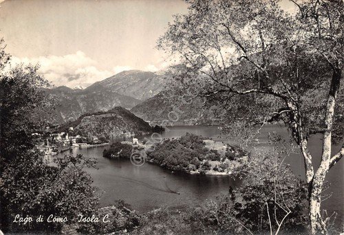 Cartolina Lago di Como Isola Comacina panorama dall'alto 1960