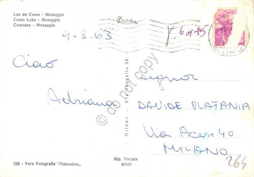 Cartolina Lago di Como Menaggio panorama dall'alto 1963 | Immagine Gallery 2