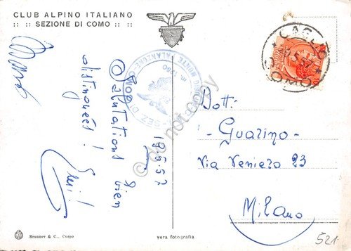 Cartolina Lago di Como Monte Rosa da terrazza Rifugio Monte …