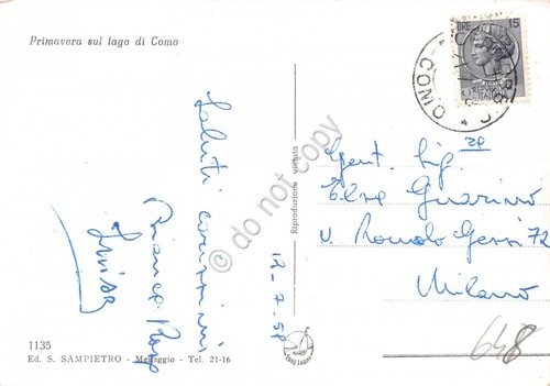 Cartolina Lago di Como panorama primaverile 1958 | Immagine Gallery 2