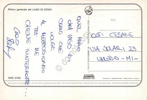 Cartolina Lago di Como rilievo generale mappa con località | Immagine Gallery 2