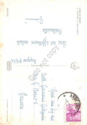 Cartolina Lago di Como San Martino con Bellagio 1962