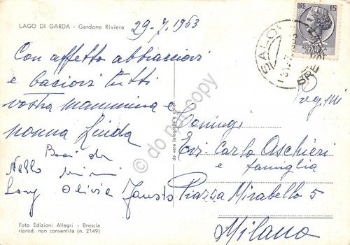 Cartolina Lago di Garda Gardone Riviera panorama parziale da terrazza …