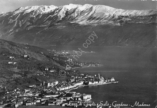 Cartolina Lago di Garda Gardone Salò Maderno anni '50