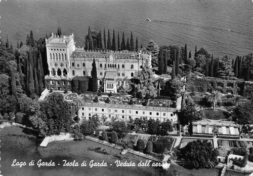 Cartolina Lago di Garda Isola di Garda panorama aereo 1961 | Immagine principale