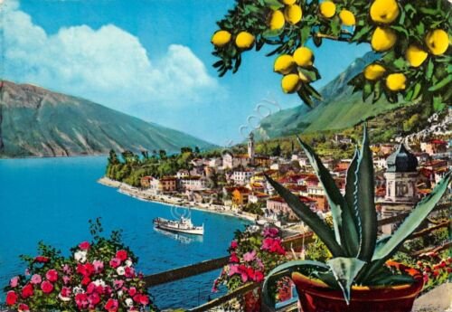 Cartolina Lago di Garda Limone barca 1976 (Brescia)