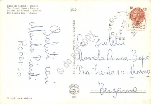 Cartolina Lago di Garda Limone barca 1976 (Brescia)
