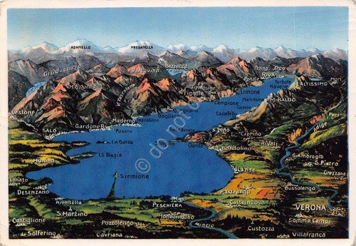 Cartolina Lago di Garda Mappa 1955 grinze (Brescia) | Immagine principale
