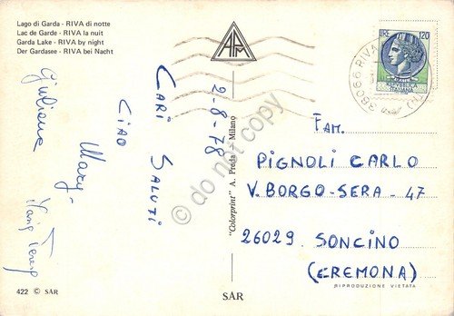 Cartolina Lago di Garda Riva panorama notturno Hotel Sole 1978 … | Immagine Gallery 2