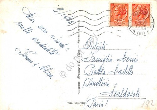 Cartolina Lago di Garda timbro Gardone Riviera vedute varie 1965