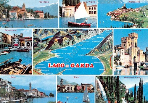 Cartolina Lago di Garda vedute mappa 1973 (Brescia) | Immagine principale