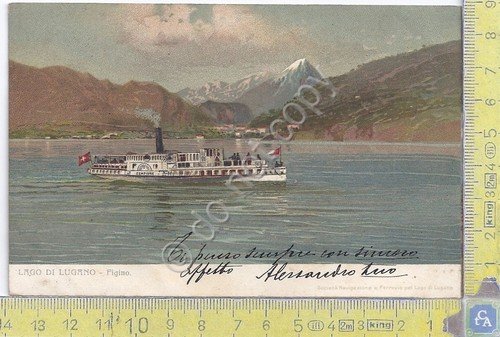 Cartolina Lago di Lugano - Figino - Società Navigazione e … | Immagine principale