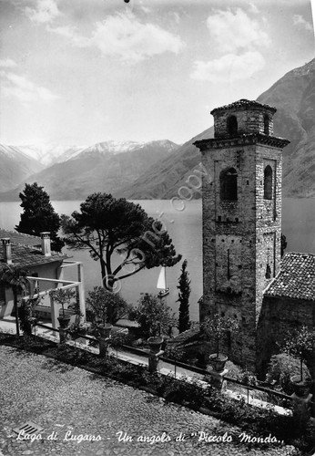 Cartolina Lago di Lugano panorama parziale 1951