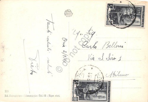 Cartolina Lago di Lugano panorama parziale 1951