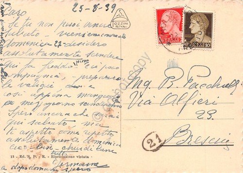 Cartolina Lago di Molveno Dolomiti di Brenta 1939 | Immagine Gallery 2