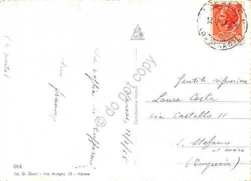 Cartolina Lago di Varese Isola Virginia 1955