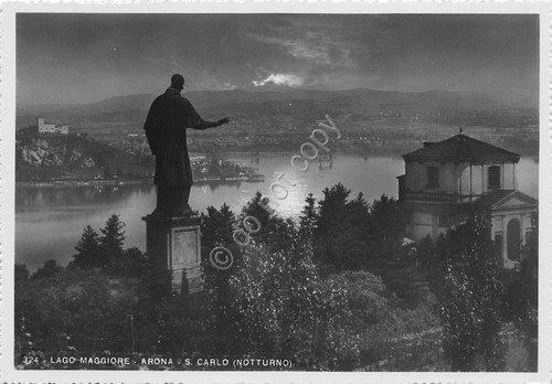 Cartolina Lago Maggiore Arona Notturno San Carlo | Immagine principale