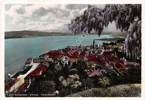 Cartolina Lago Maggiore Arona Panorama