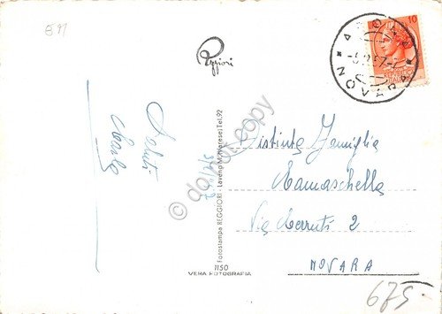 Cartolina lago Maggiore Arona San Carlo e panorama notturno 1957
