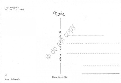 Cartolina Lago Maggiore Arona statua di S. Carlo con misure